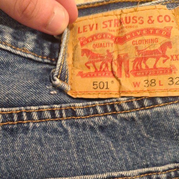 NWD Levi 501 Mens 38x32 Navy Blue Jeans $79 Straight Regular Medium Wash - Picture 3 of 12